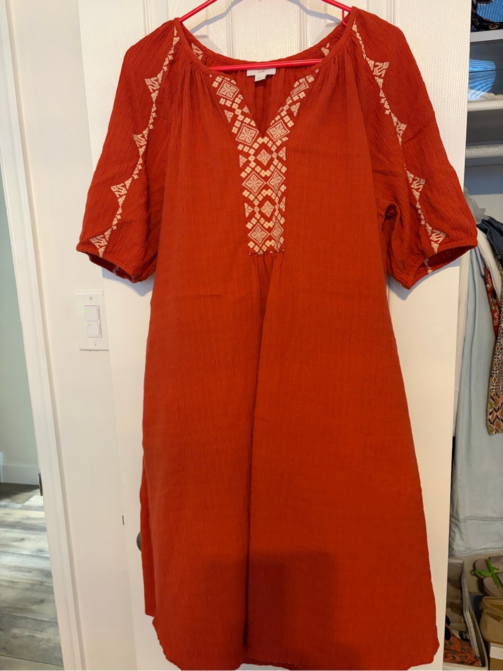 J. Jill Burnt Orange Embroidered V-Neck Top